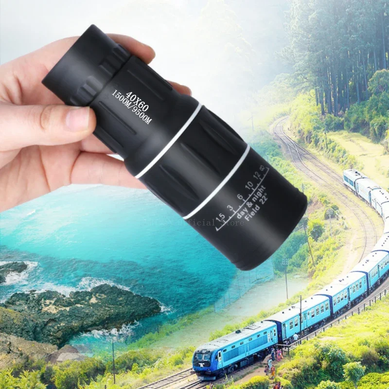 Telescopio Monocular 40x60, binoculares con Zoom de doble enfoque, alcance HD de 1500M/9500M, visión nocturna con correa, lente óptica/goma para exteriores - imagen 5