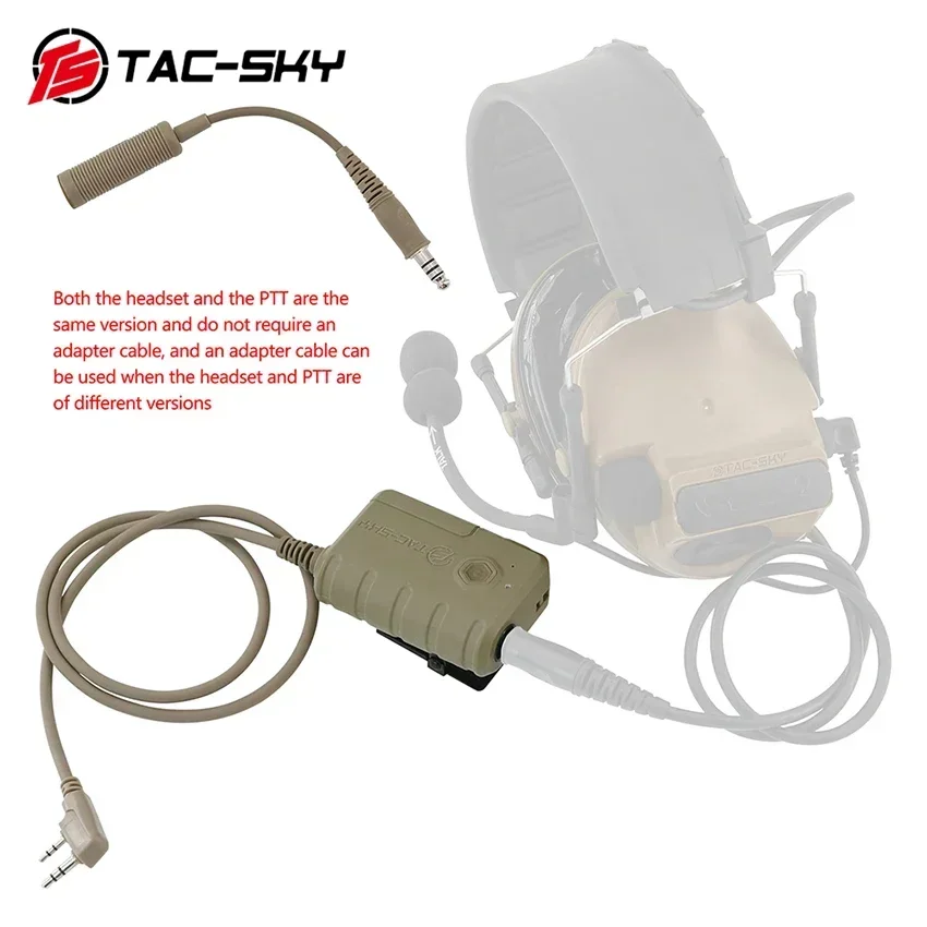 TAC-SKY táctico Ptt auriculares tácticos COMTA SORDI adaptador de auriculares de tiro adaptador Bluetooth Ptt para Baofeng Walkie Talkie - imagen 3