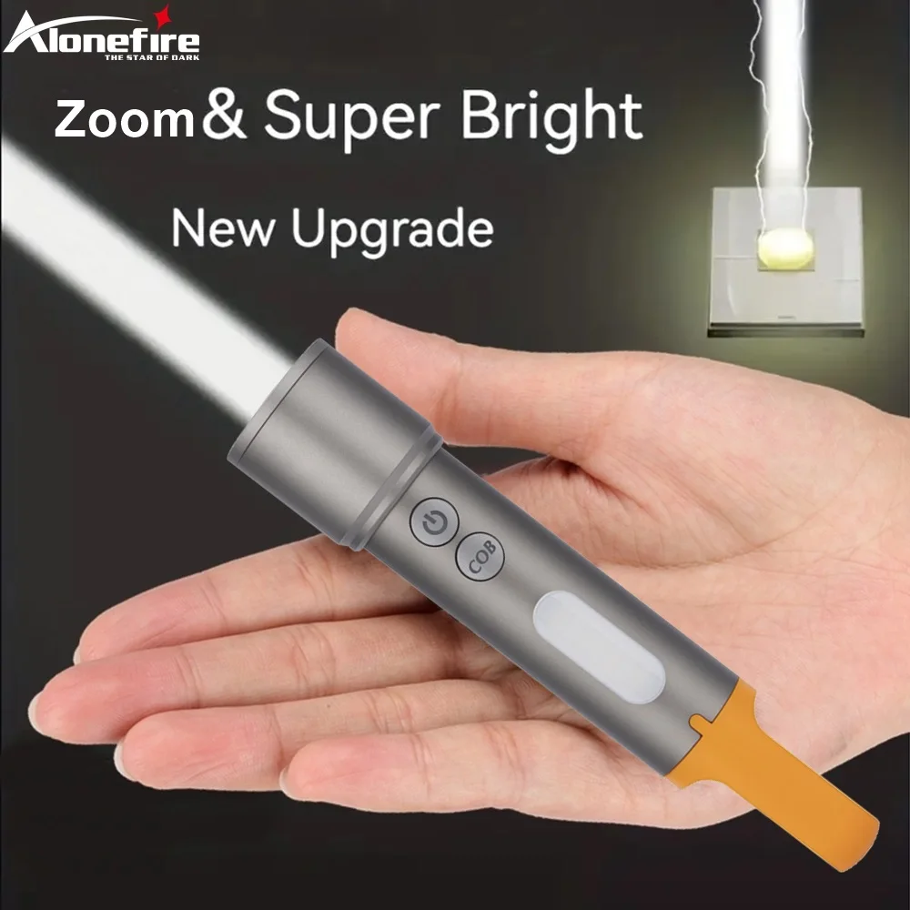 Linterna de haz de luz EDC con Zoom de alta potencia, pantalla LED roja/verde/azul, recargable por USB, para acampar al aire libre, senderismo, pesca, antorcha COB - imagen 2
