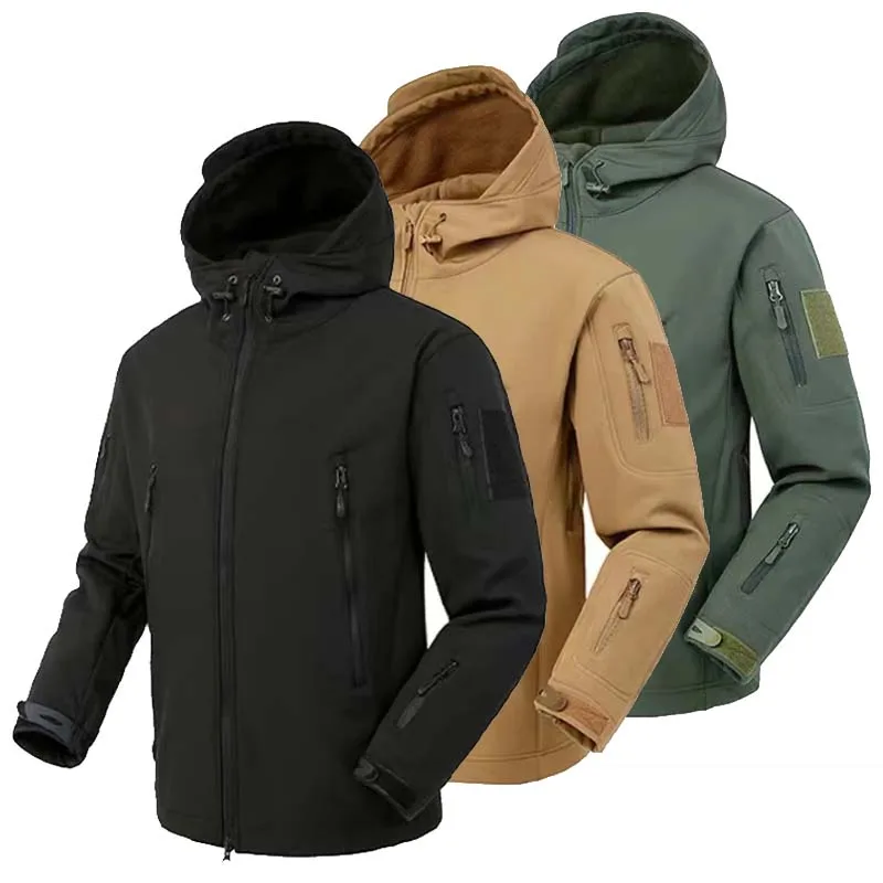 Chaquetas tácticas para hombre, abrigo cálido con capucha de concha suave, trajes de combate, senderismo, Camping, pantalones de escalada, ropa de caza resistente al desgaste