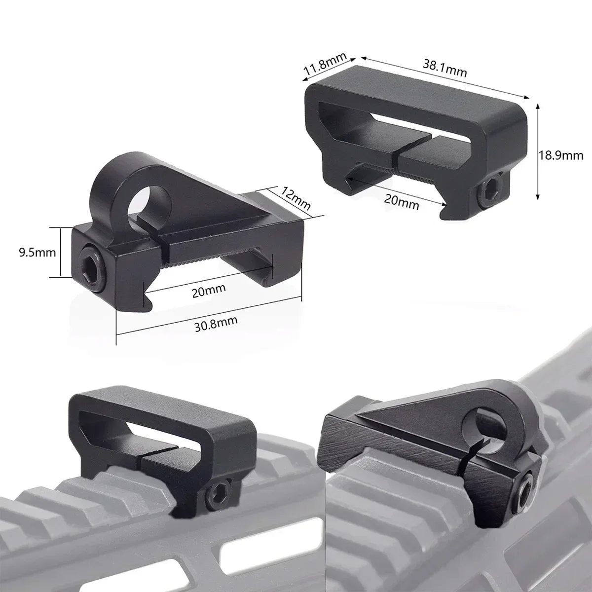 Hebilla táctica de separación rápida RSA GBB, adaptador de Base de montaje de acero QD Sling compatible con riel de 20mm, herramienta de caza, accesorios de Clip de hebilla AR15 - imagen 2