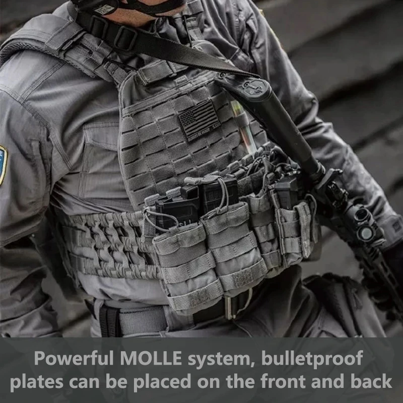 Chaleco táctico de caza de nailon, porta placa militar Molle, cargador, Airsoft, Paintball CS, protector ligero para exteriores - imagen 2