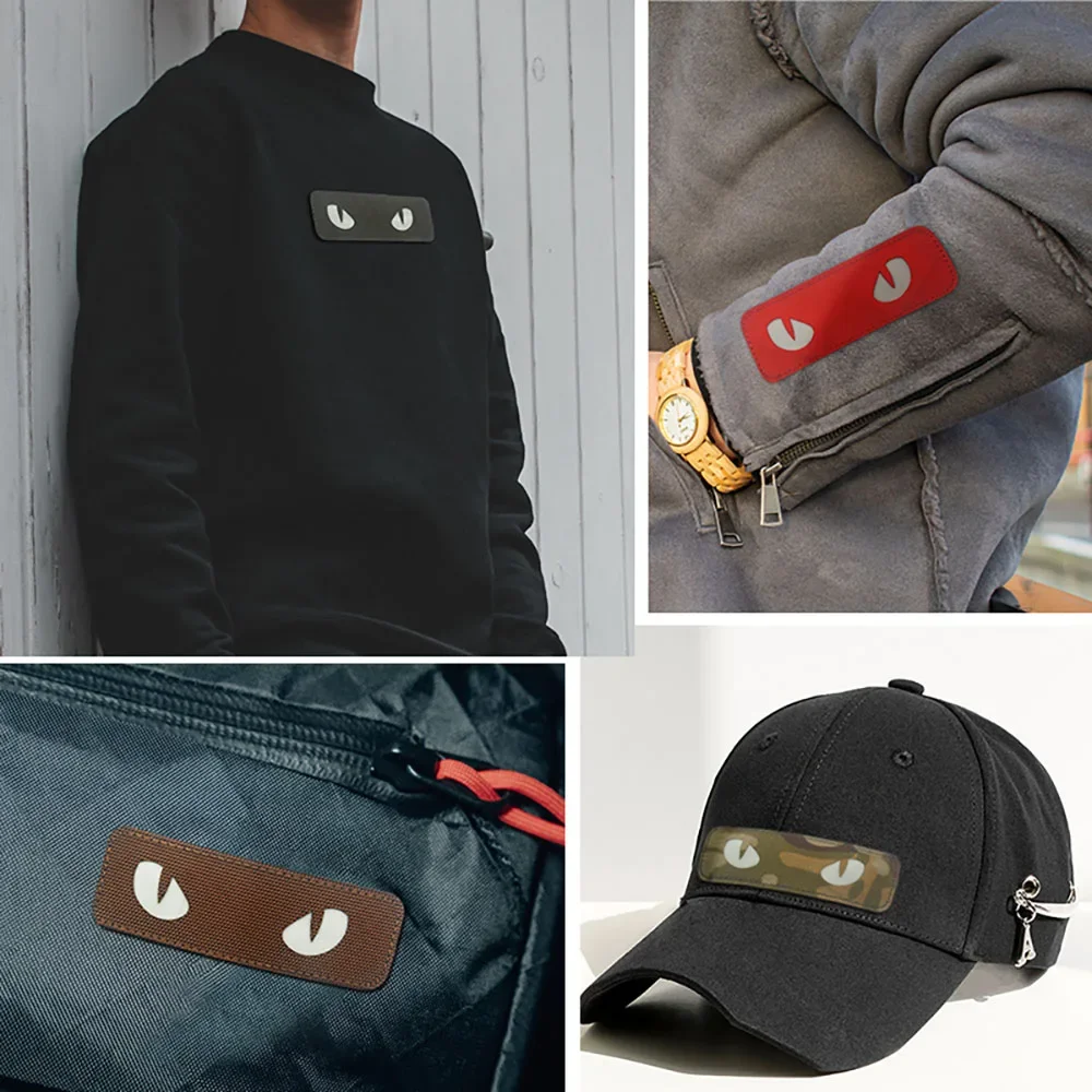Parche táctico de ojos de gato, parche luminoso de ojos de diablo, insignia táctica de moral para casco táctico, bolsa, chaqueta, uniforme - imagen 3
