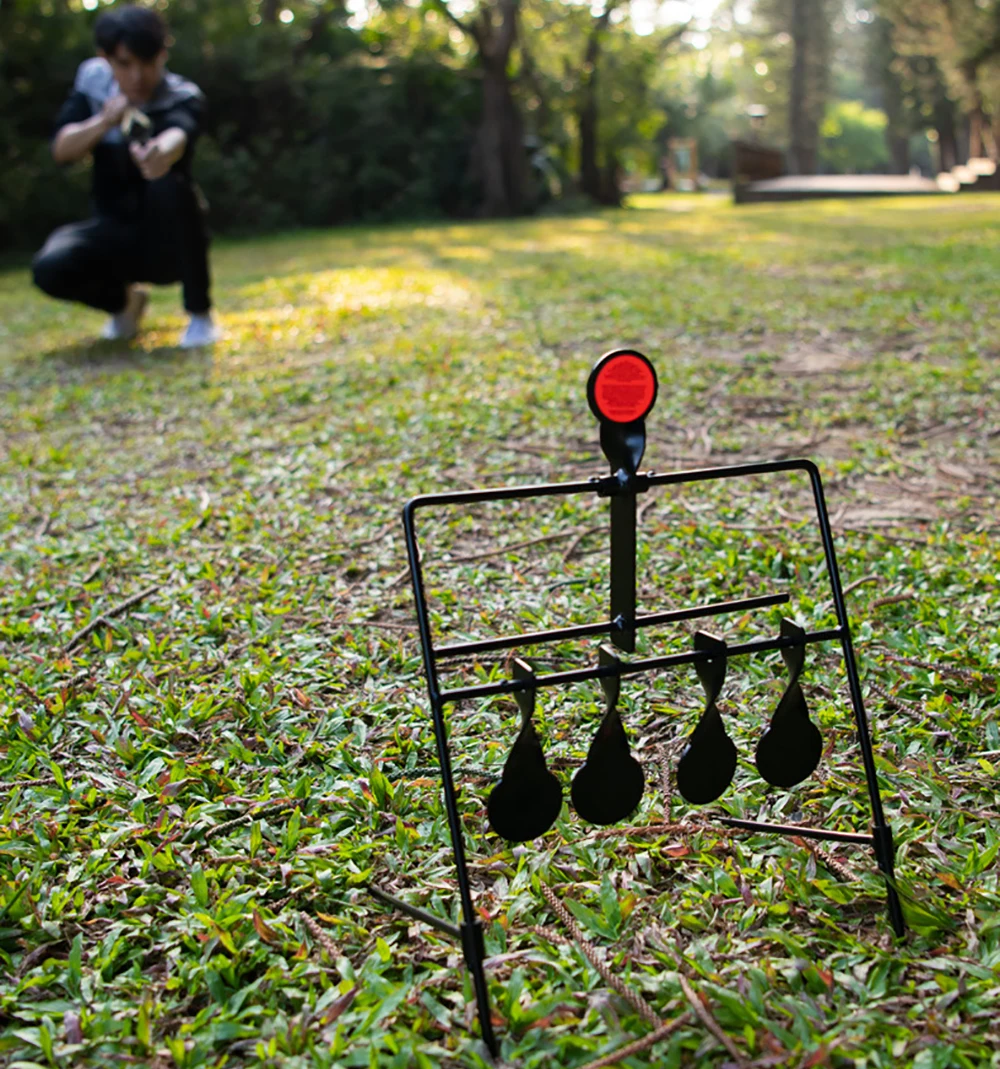 Spinner de reinicio automático de 5 objetivos de acero táctico para caza, tiro, pistola de aire Airsoft, tirachinas NERF, ayuda para práctica y entrenamiento - imagen 3