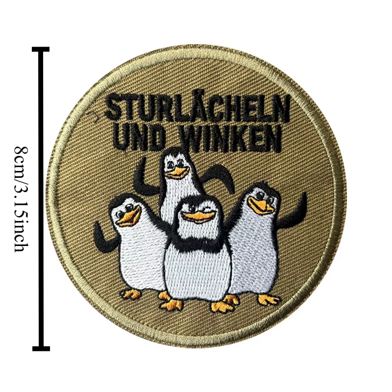 Parche táctico bordado pingüino velcro gancho y bucle para ropa - imagen 3