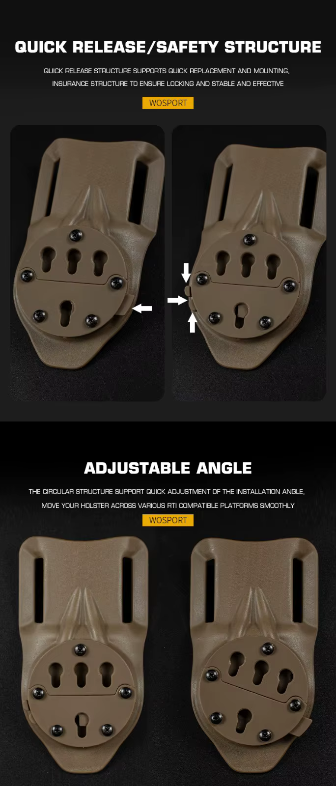 Funda instalada en cinturón táctico con accesorios adicionales