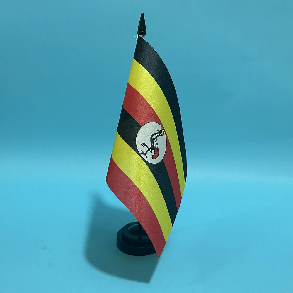 BANDE DE SKY Bandera de escritorio de oficina Bandera de Uganda 14x21 cm poliéster Bandera nacional de UGA Uganda Bandera de país Adornos de escritorio Banderas - imagen 5