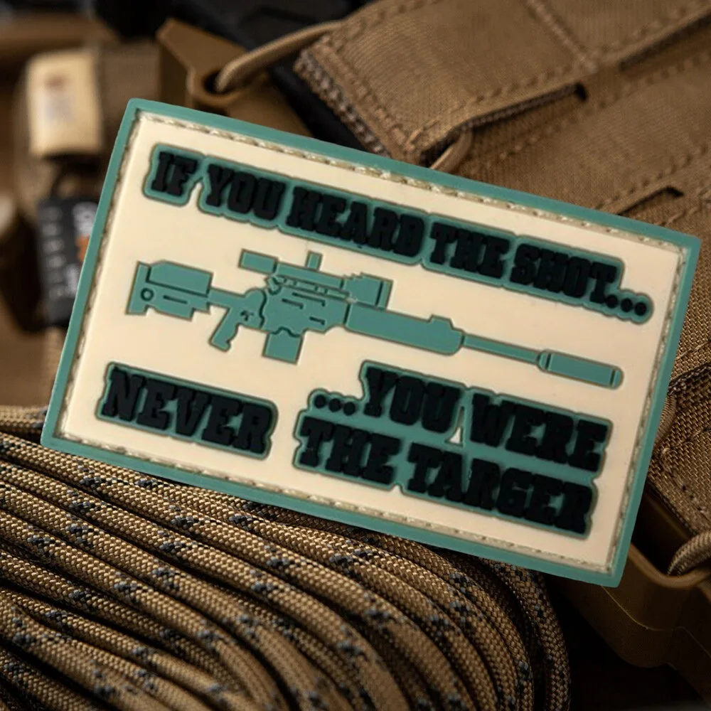 Parche táctico de francotirador HEARD THESHOT, parches de PVC con gancho y bucle, insignia de moral, brazalete del ejército militar, pegatinas para mochila - imagen 4