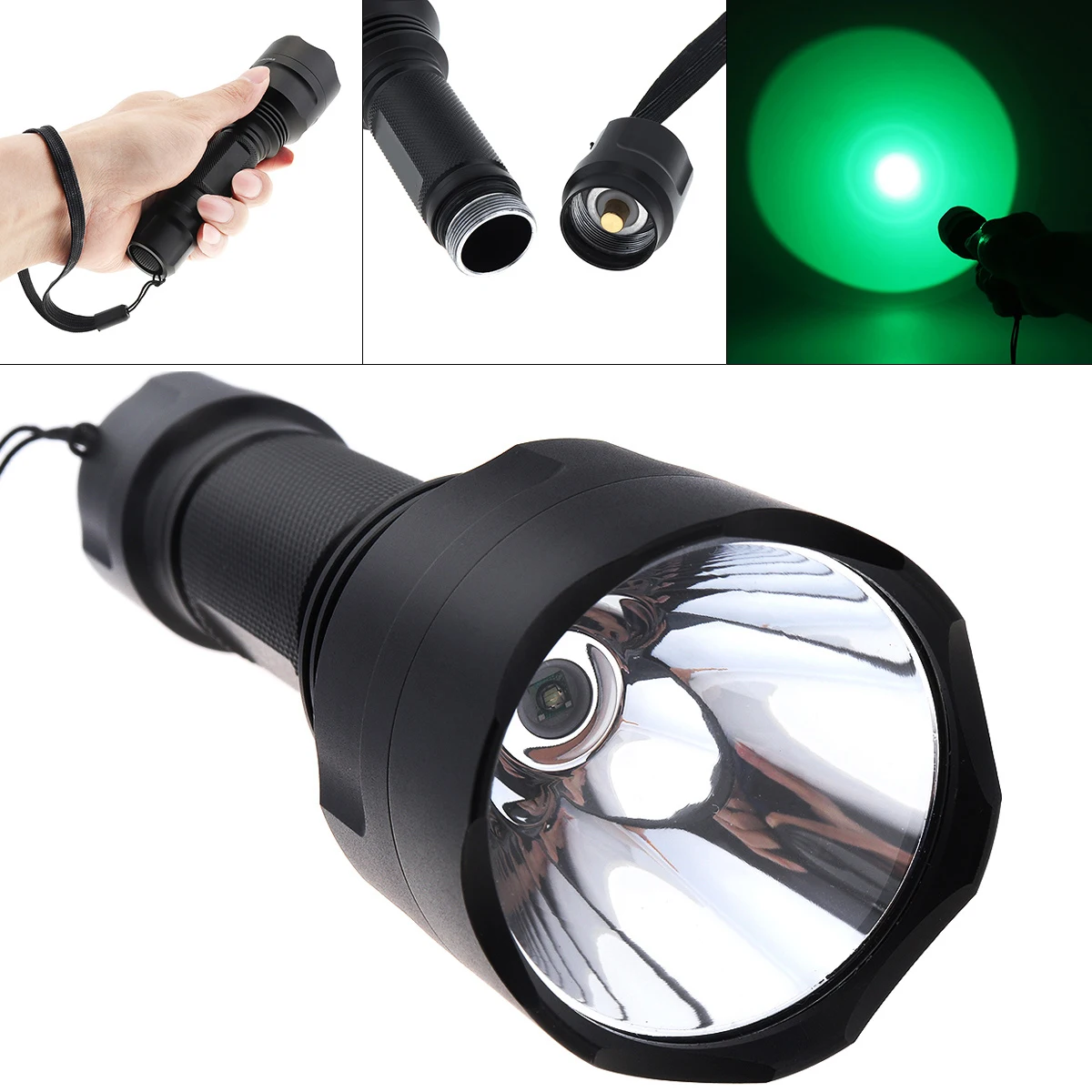 XPE-linterna táctica LED para caza, luz de Flash brillante impermeable con luz verde para caza/pesca al aire libre