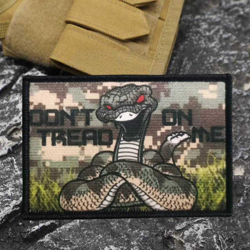 Parche estampado Don't Tread on Me, chaleco táctico, gancho y bucle, sombrero, insignia de moral, mochila, pegatinas decorativas, parches para brazalete para ropa