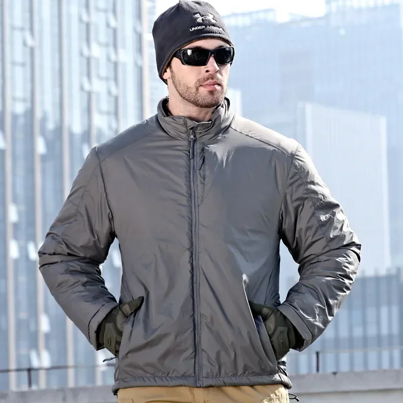 Chaquetas de invierno para hombre, abrigo para exteriores, chaqueta gruesa, abrigo reflectante con calor, chaqueta informal con capucha, prendas de vestir de caza, chaqueta cálida ligera - imagen 2