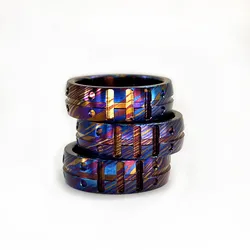 Anillo táctico titanio con inserto cuero de caballo – EDC