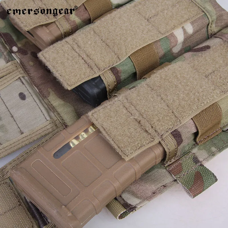 Emersongear-bolsa Triple para revistas para chaleco táctico AVS, bolsa de almacenamiento con tapa abierta, Airsoft, caza, senderismo al aire libre, nailon - imagen 4