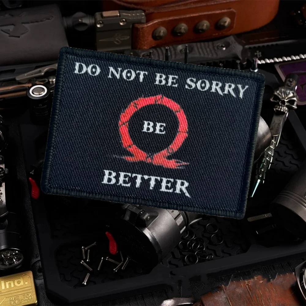 Parche táctico con estampado de God Of War Be Better, parches con emblema de gancho y bucle, insignia de moral militar, brazalete del ejército, pegatina para mochila Chevron