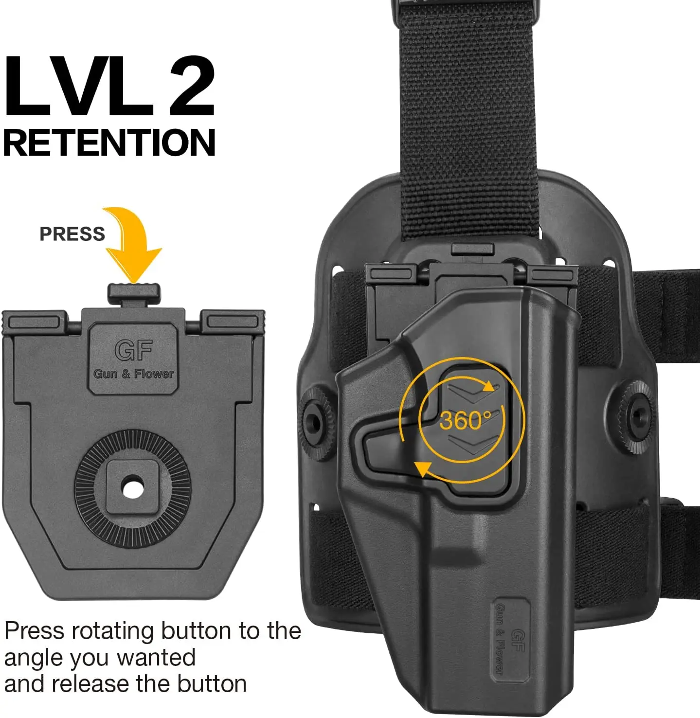 Se adapta a Glock 17 19, funda para pierna caída, pistola y flor, funda para pierna de polímero para equipo al aire libre para hombres, con retención de nivel II, mano derecha - imagen 5