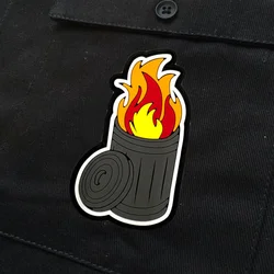 Cubo de basura disparado, parche de tela de PVC para moral, brazalete táctico, insignia de gancho y bucle militar, ropa, mochila, accesorios, pegatinas