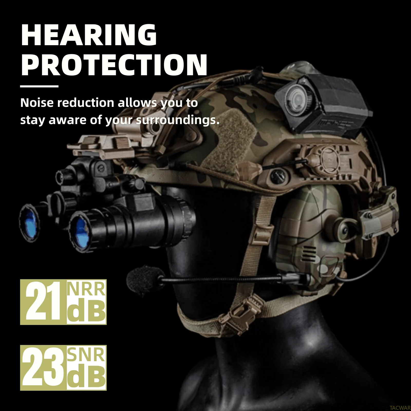 Auriculares tácticos inalámbricos TH6B con reducción de ruido, auriculares con orejeras Airsoft recargables para disparar - imagen 2