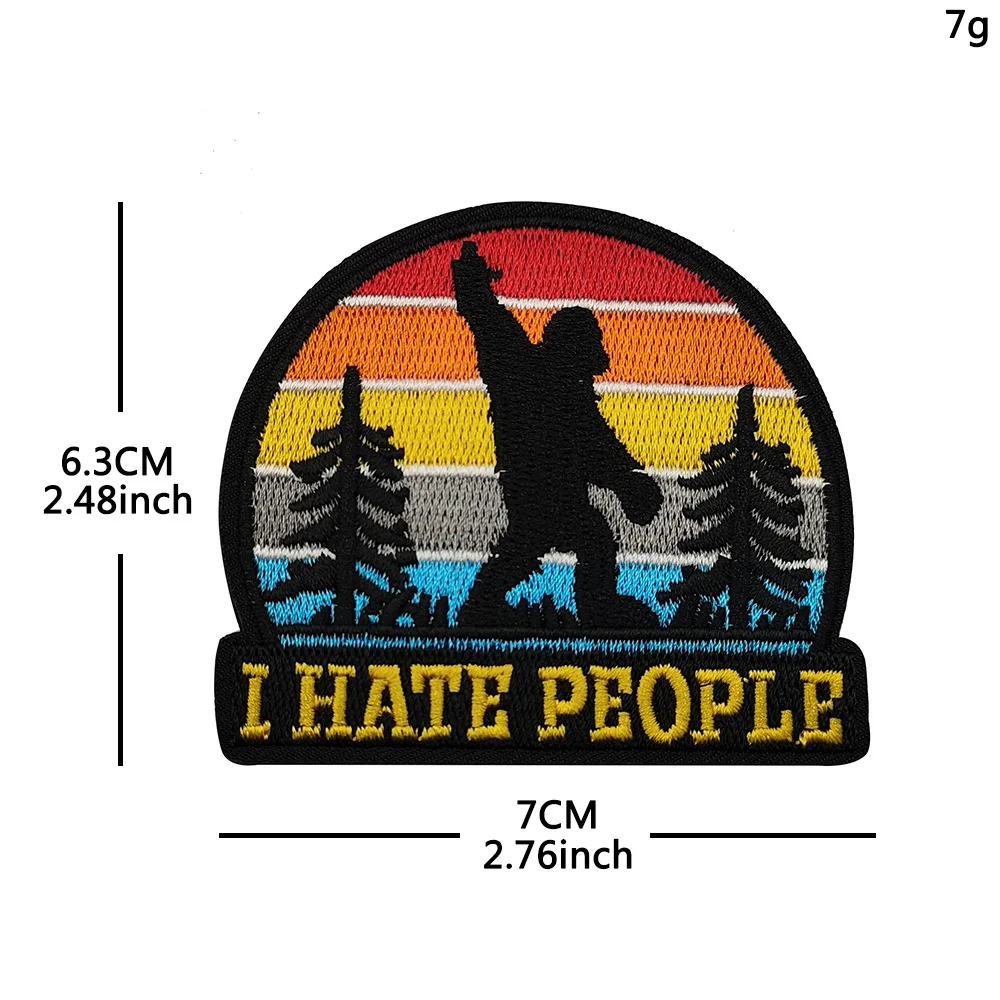 Parche táctico I HATE PEOPLE Morale, brazalete del ejército militar, parches bordados de gancho y bucle para ropa, mochila, pegatina personalizada - imagen 3