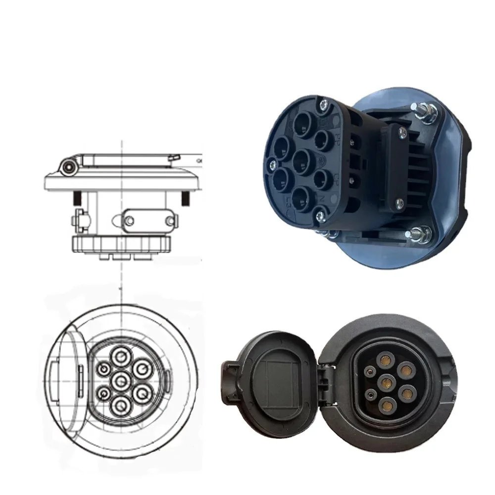 Toma de carga final para vehículo eléctrico, nueva energía, estándar europeo, toma de carga de extremo de pila de CA, 16A/32A - imagen 3