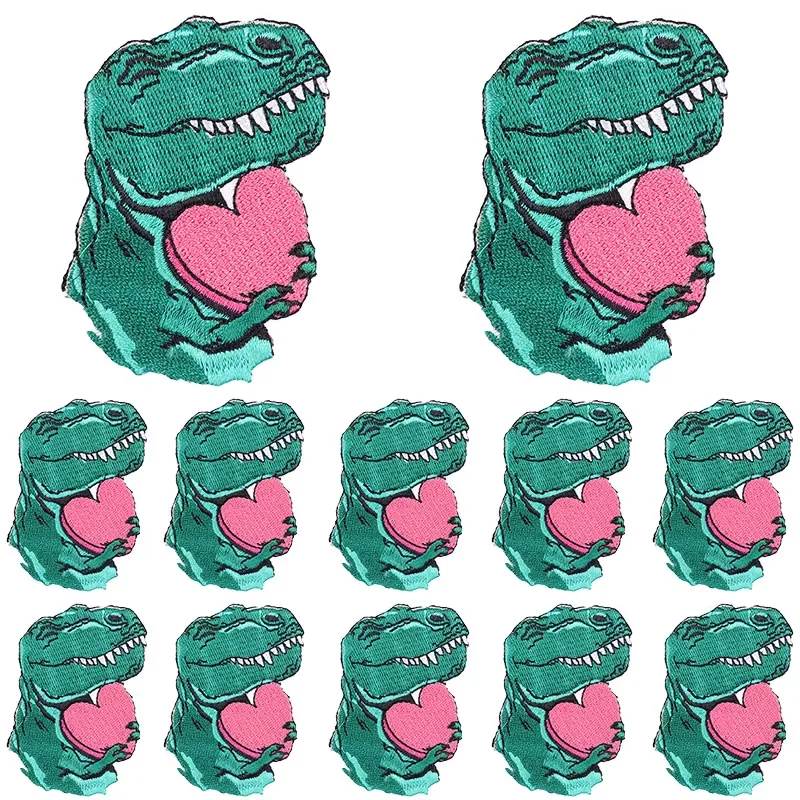 10 unids/lote parche de mariposa de gato y dinosaurio parche de Animal/bordado parches para planchar para ropa parches de dibujos animados/punk en ropa DIY - imagen 2