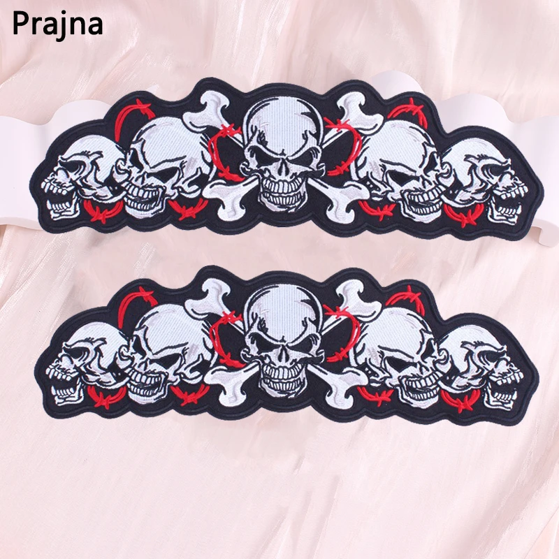 Parche bordado de calavera trasera grande de terror, parches bordados de motociclista Punk para ropa, chaqueta de cuero, parche para coser en la espalda DIY