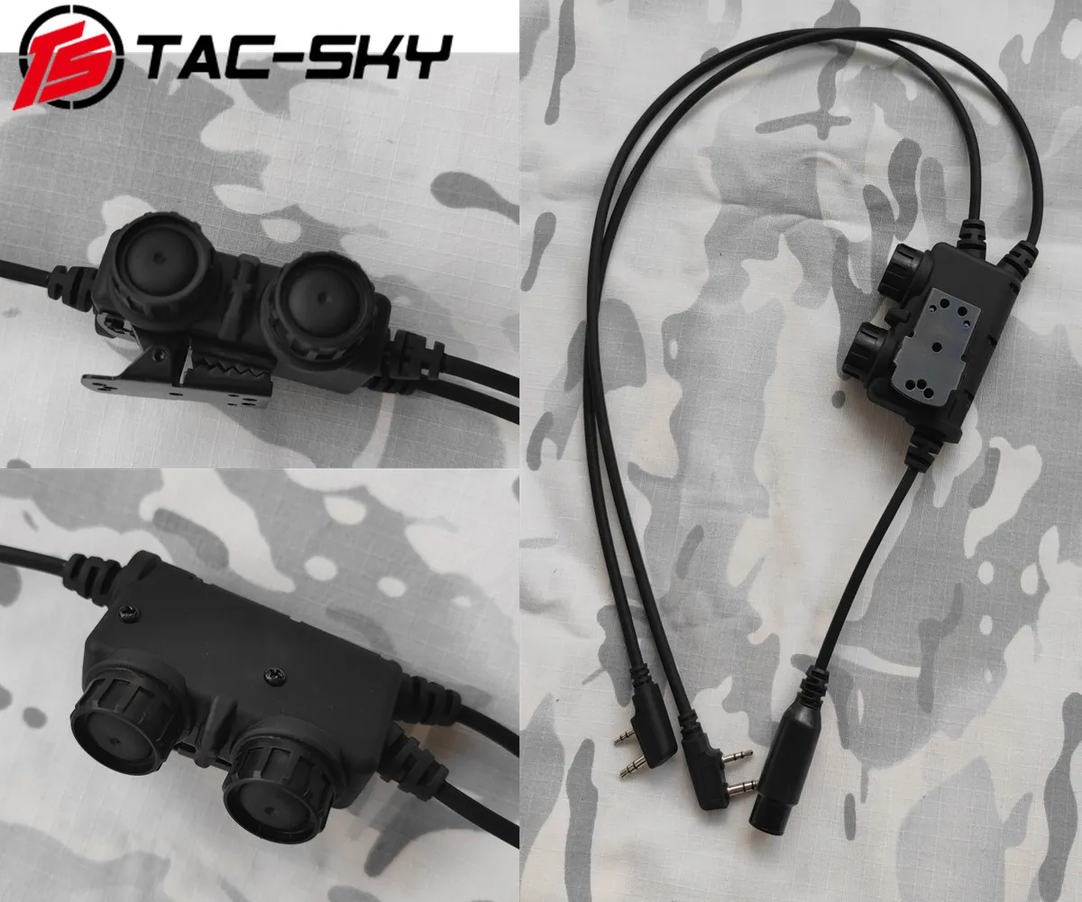 Auriculares tácticos de TAC-SKY, adaptador PTT RAC de comunicación Dual, enchufe Kenwood PTT Compatible con Walkie Talkie Baofeng UV5R - imagen 3