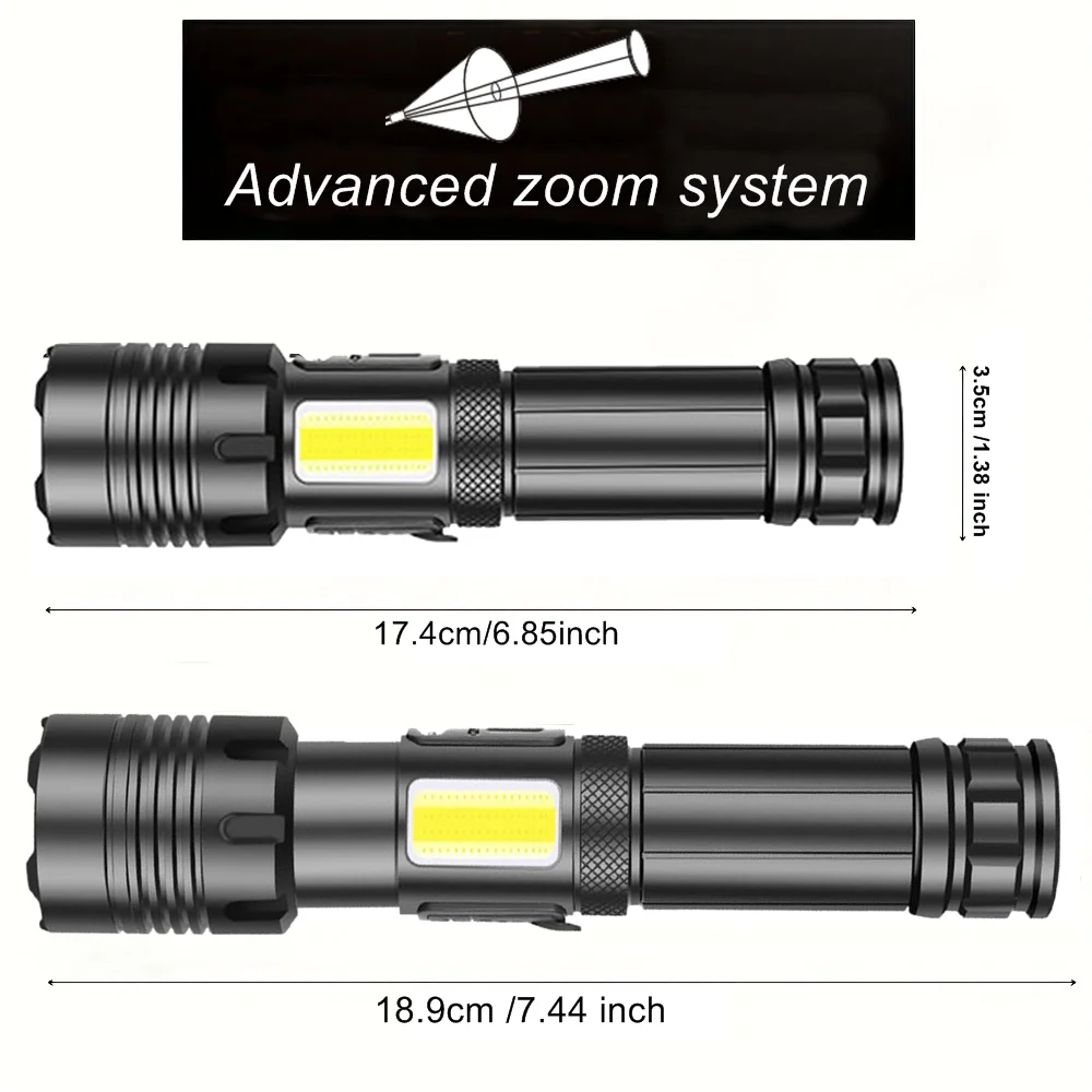 Linterna LED de alta potencia con Zoom XHP70 de 4000 lúmenes, carga Usb, antorcha para exteriores, caza, Camping, pesca, senderismo, lámpara de iluminación potente - imagen 4