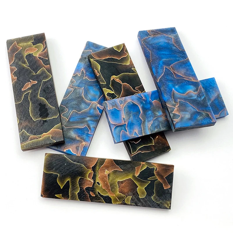 Placa de Material de resina de 2 colores, mango de cuchillo de malla de cobre y latón, escala DIY, parche de tablero para tirachinas, bolígrafo táctico artesanal - imagen 4