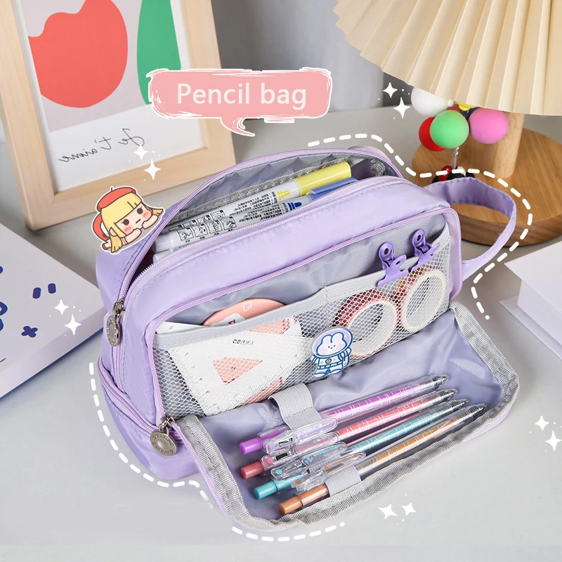 Bolsa de lápices de gran capacidad, estuches escolares estéticos, soporte de papelería Kawaii para niñas, estuche para bolígrafos para niños, suministros escolares para estudiantes - imagen 3
