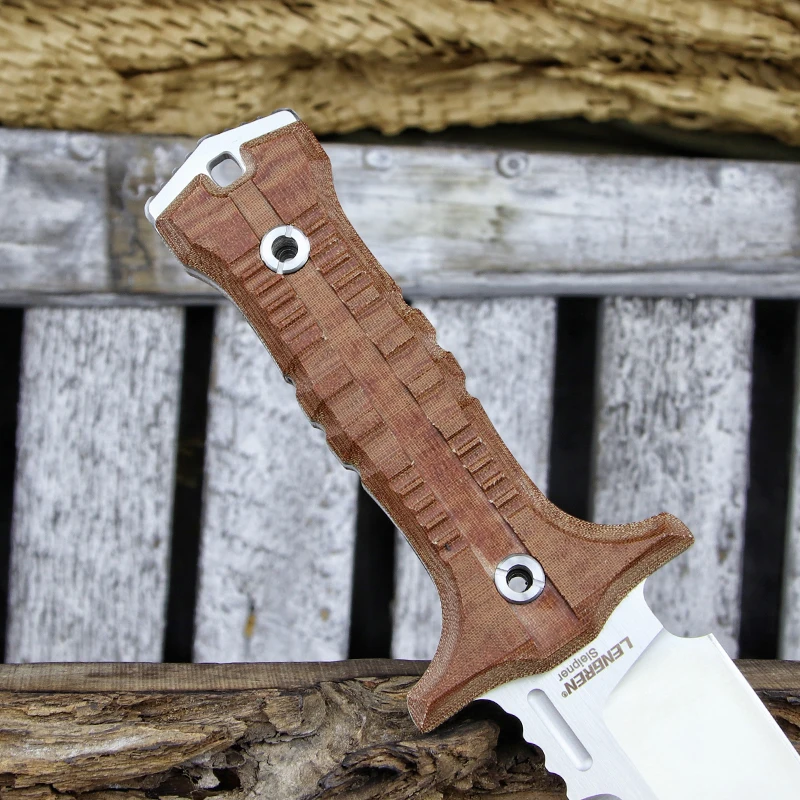 Cuchillo táctico LENGREN Dragon hoja fija acero Sleipner mango lino - imagen 2