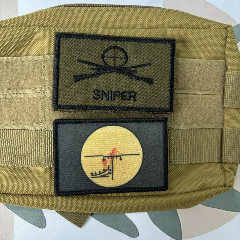 Parches tácticos de moral SNIPER, insignia de moral de alcance de francotirador militar PSO Dragonov, gancho y bucle del ejército, apliques de combate, pegatinas para mochila - imagen 2