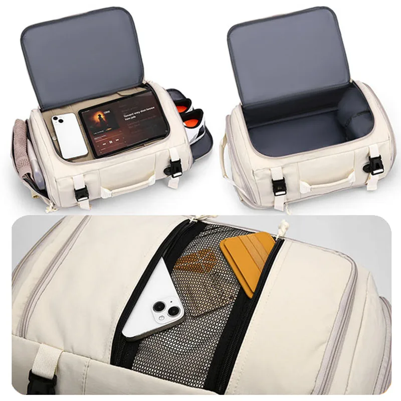 Mochila deportiva para gimnasio con USB, bolsa de equipaje grande expandible para ordenador portátil de negocios al aire libre, bolsillo para zapatos, bolso para acampar en seco y húmedo para ir al trabajo - imagen 5