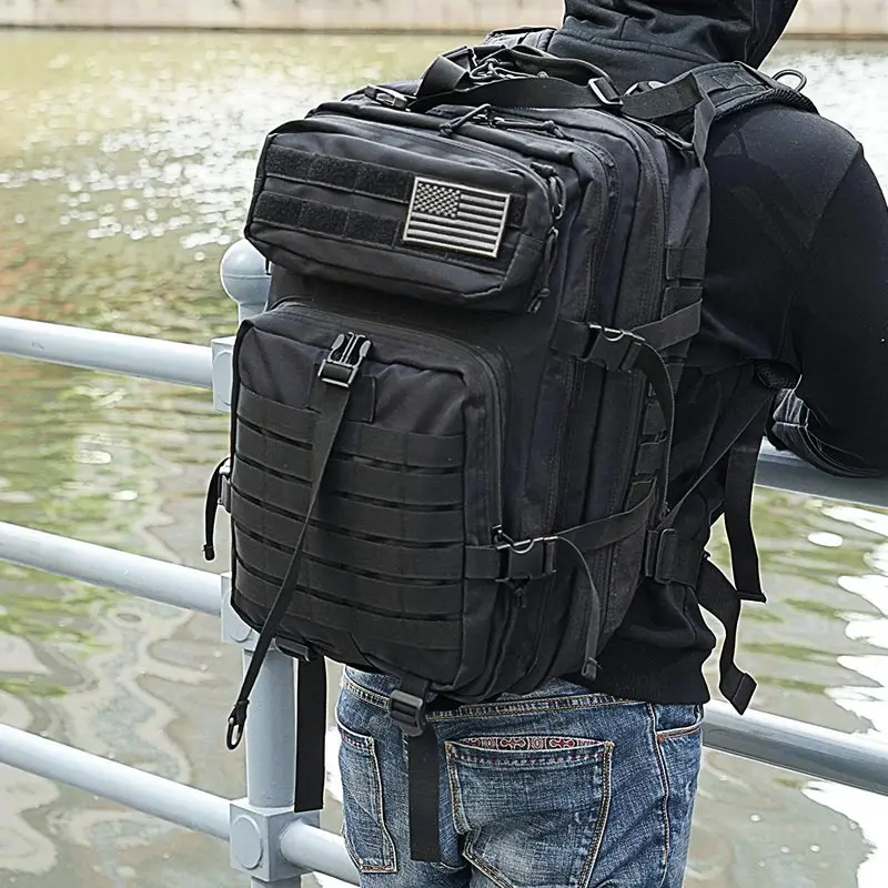 Mochilas tácticas para hombre de 50L, bolsas de viaje al aire libre, paquete escolar 3P EDC Molle para senderismo, bolsa de caza - imagen 5