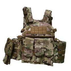 Chaleco táctico MOLLE Multicam con portaplateas y bolsa Airsoft M4