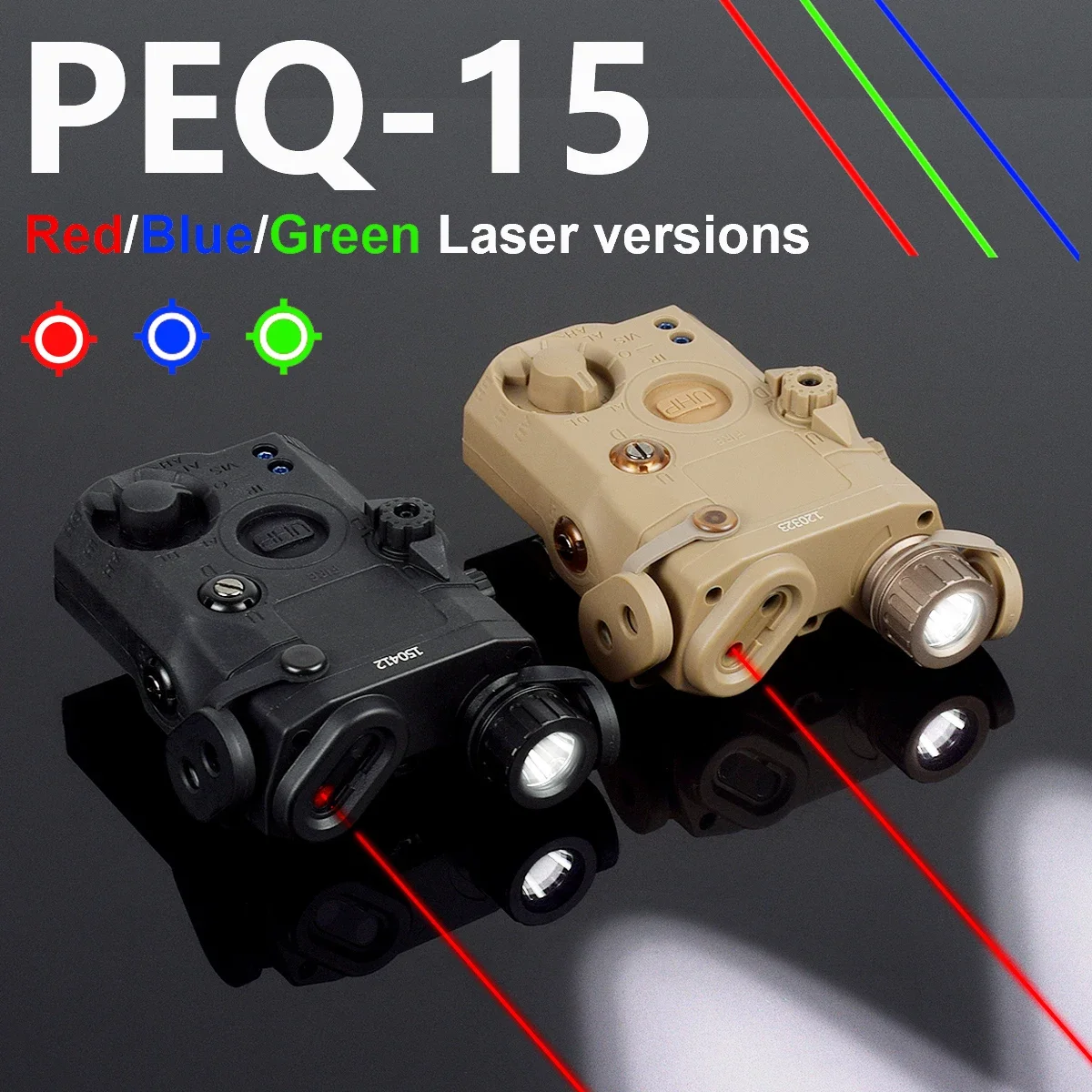 Táctico PEQ 15 PEQ15 rojo verde azul punto láser indicador IR WeaponLight Scout LED ajuste 20MM Rail caza M600 linterna Airsoft - imagen 2