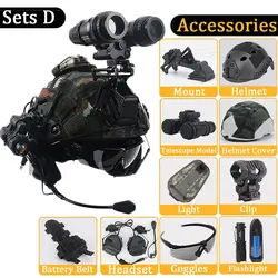 Casco táctico con auriculares, gafas y soporte NVG - Airsoft