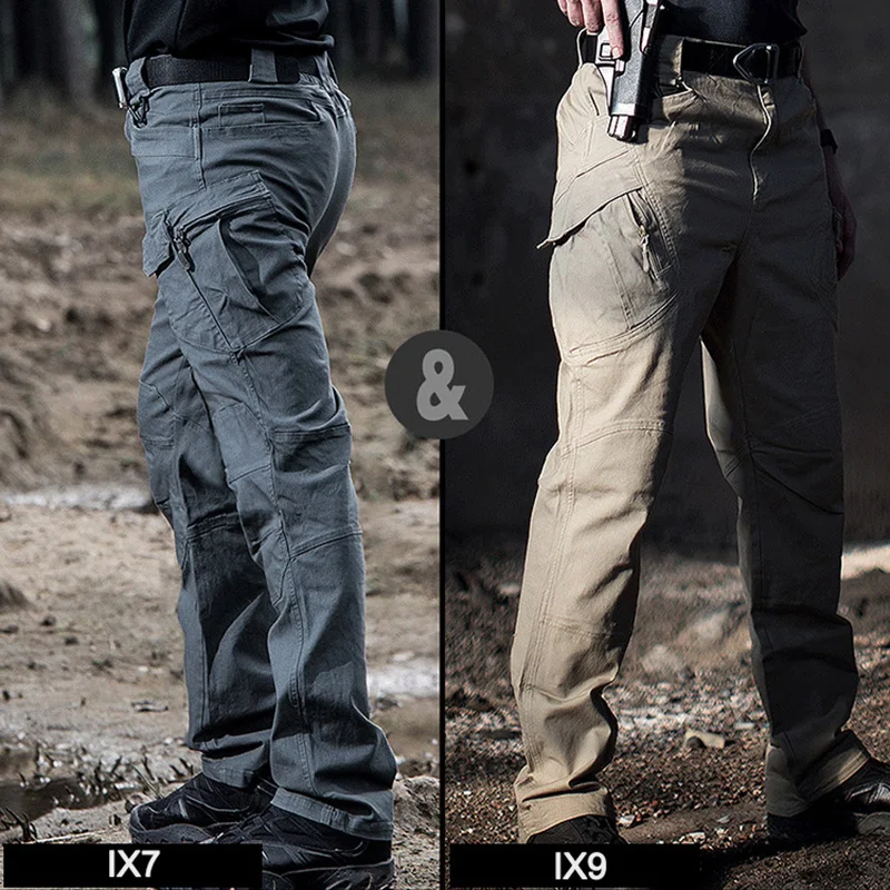 Pantalón táctico elástico IX9, pantalones Cargo urbanos de algodón con múltiples bolsillos, pantalones de trabajo para hombre, pantalones para senderismo y acampada al aire libre A2FIX9 - imagen 5