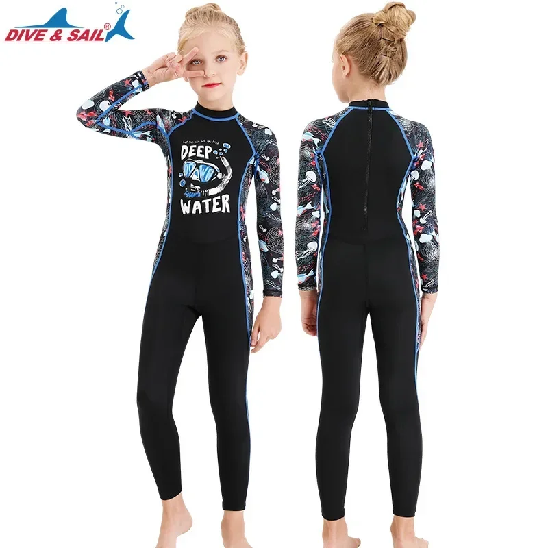 Traje de baño de buceo de cuerpo completo con protección contra sarpullidos de una pieza UPF 50 + traje de baño con protección solar UV para niños pieles de natación - imagen 5