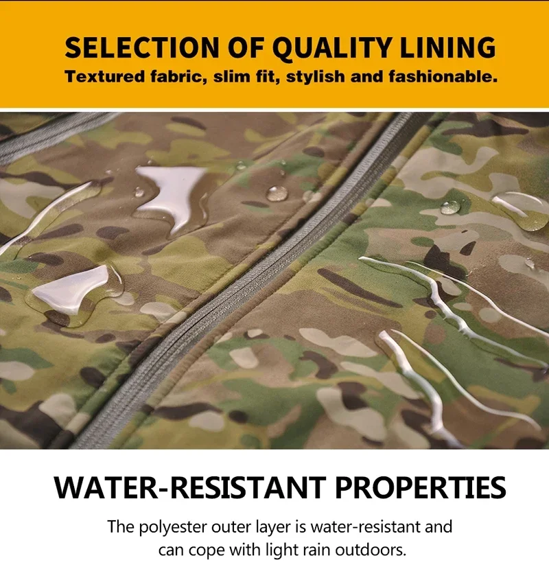 HAN WILD-Chaqueta táctica de algodón para hombre, chaqueta de camuflaje gruesa y cálida para invierno, ropa a prueba de viento, cortavientos para senderismo y asalto al aire libre - imagen 4