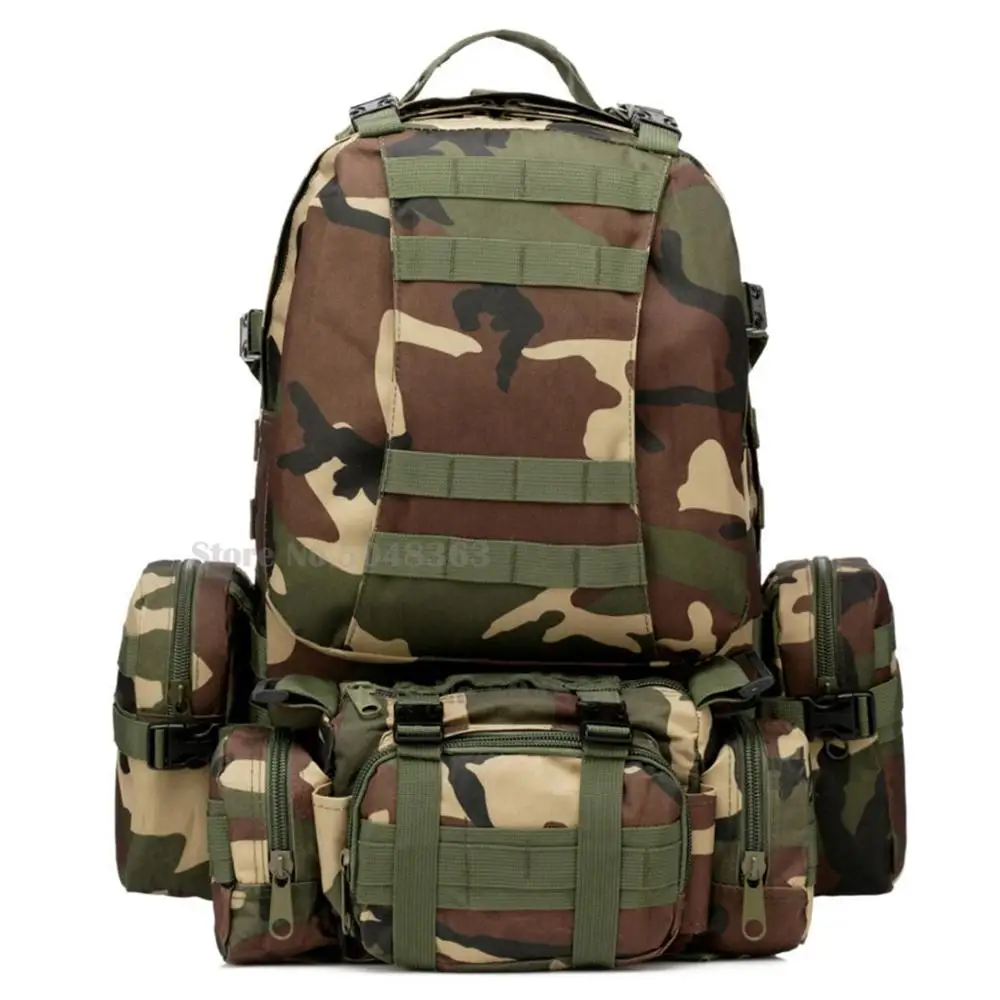 Mochila táctica para acampar 4 en 1 para hombre, bolsa deportiva Molle para senderismo al aire libre, paquete de asalto, bolsas de escalada, 55L - imagen 3