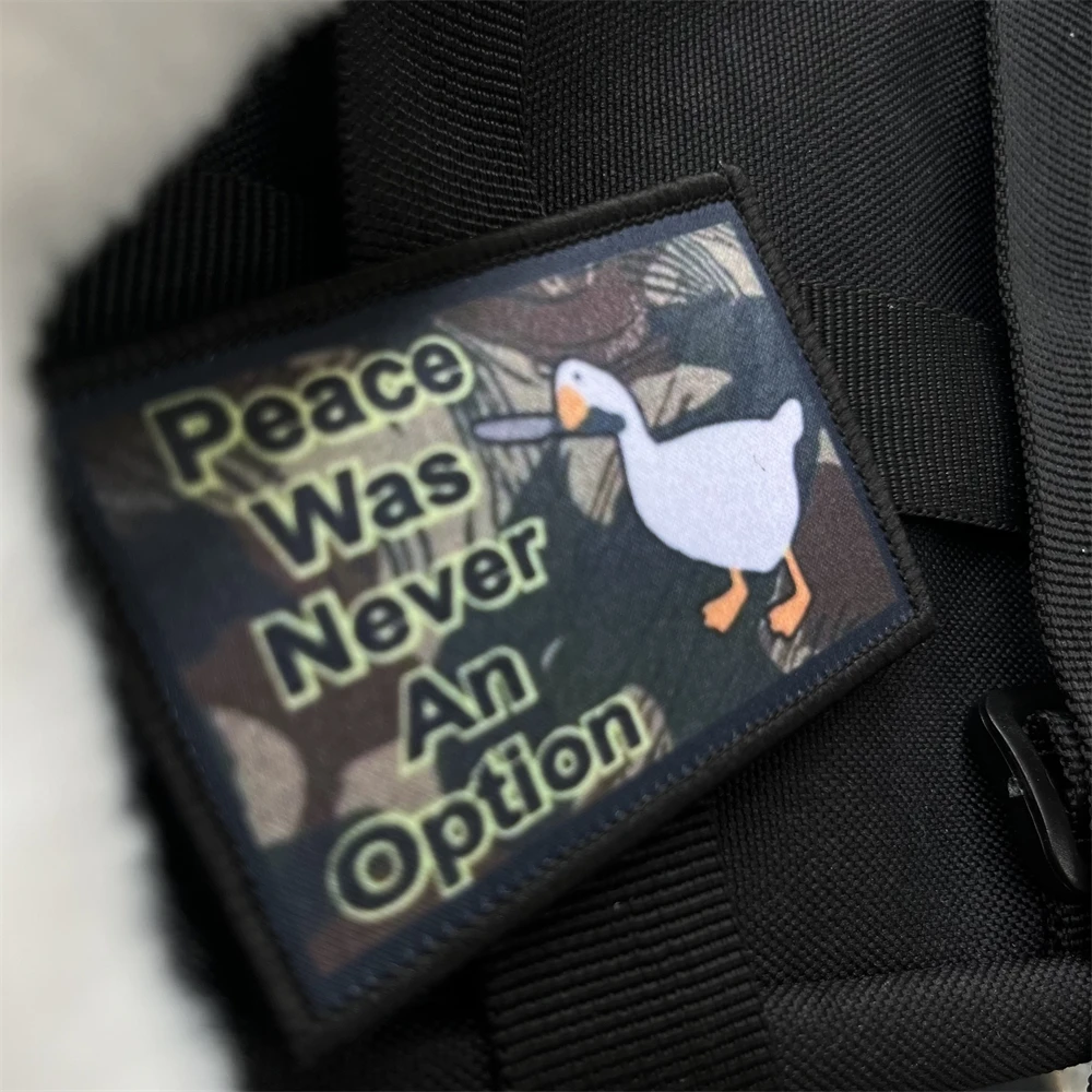 La Paz nunca fue una opción, parches de pato, insignia de moral táctica, pegatina de impresión de gancho y bucle, mochila - imagen 3