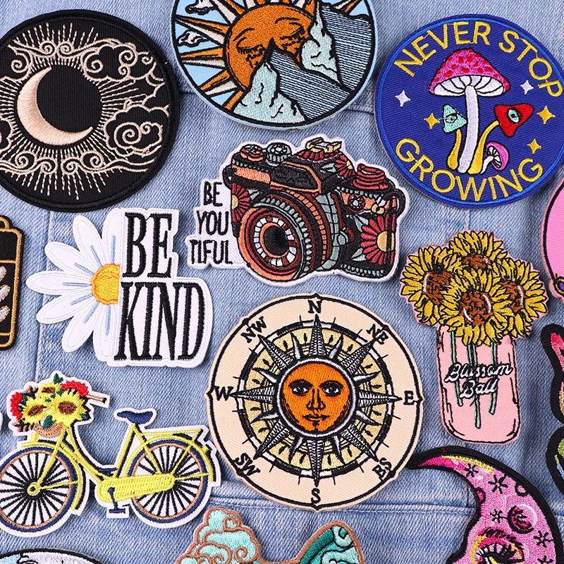 Parche DIY de dibujos animados/luna, parche bordado de setas, parches para planchar para ropa, parches termoadhesivos para chaquetas, pegatinas para coser - imagen 3