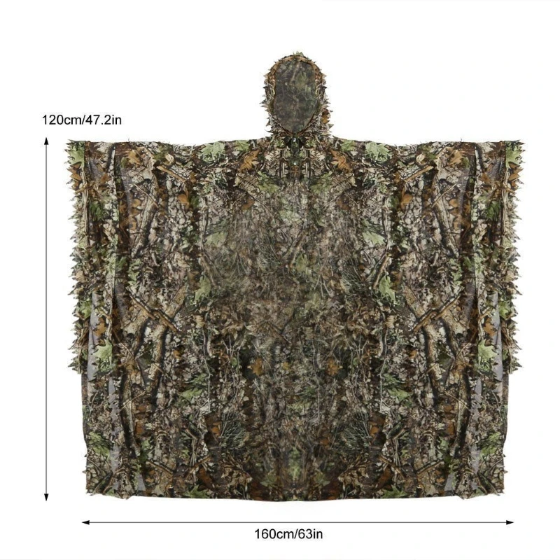 Ropa de camuflaje al aire libre 3D Ropa de hoja de arce Confort transpirable Poncho con capucha Capa - imagen 4