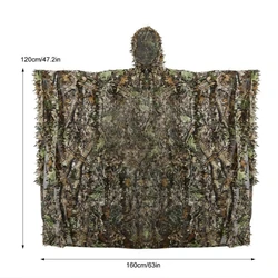 Poncho militar camuflaje 3D hoja de arce transpirable con capucha