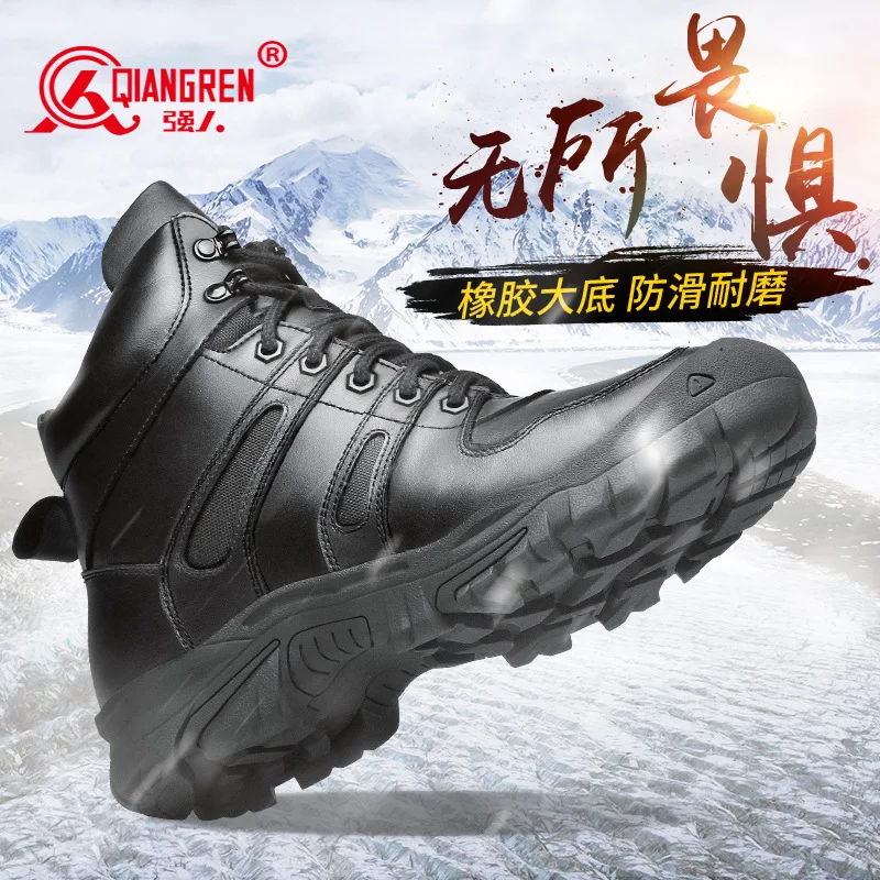 Zapatos de senderismo de piel de vaca, botas de caza transpirables para hombre, botas tácticas de combate en el desierto para hombre, zapatillas altas negras para mujer, botas de nieve - imagen 5