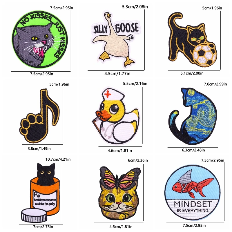5 unids/lote gato pato conejo parche dibujos animados/animales parches bordados para coser ropa DIY sombreros Jeans chaquetas pegatinas bordadas - imagen 3