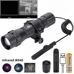 Linterna táctica con infrarrojos y zoom para visión nocturna