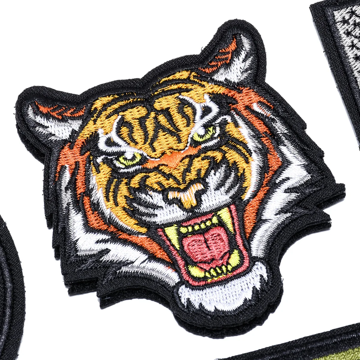 parches velcro mochila tácticos de bordados Parches de Velcros de moral bordada de tigre Premium, apliques de velcro para mochilas Molle, chaquetas, Jeans, bolsos, manualidades DIY - imagen 2