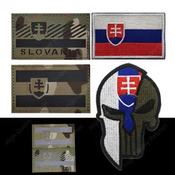 Parches mágicos bordados de la bandera de Eslovaquia, insignia reflectante infrarroja, insignias tácticas de moral, accesorios del ejército militar táctico