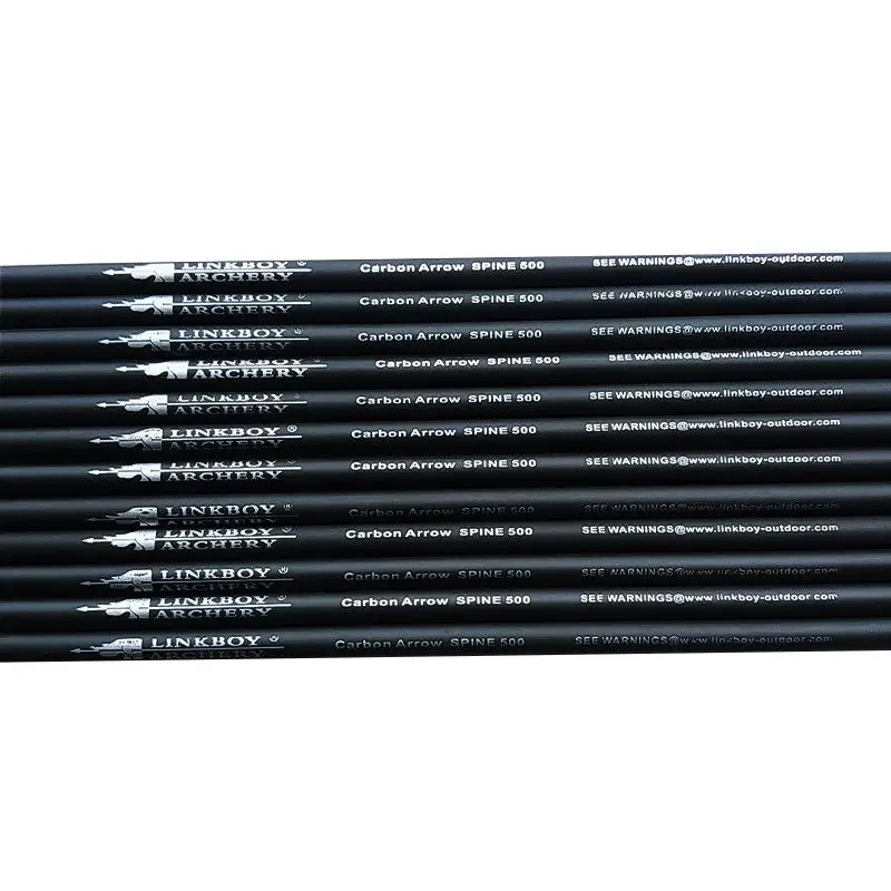 Linkboy Flechas de carbono para arco compuesto con pluma de pavo - imagen 2